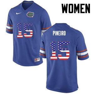 Women's Florida Gators #15 Eddy Pineiro NCAA Nike Blue USA Flag Fashion Authentic Stitched College Football Jersey LIJ8462TZ